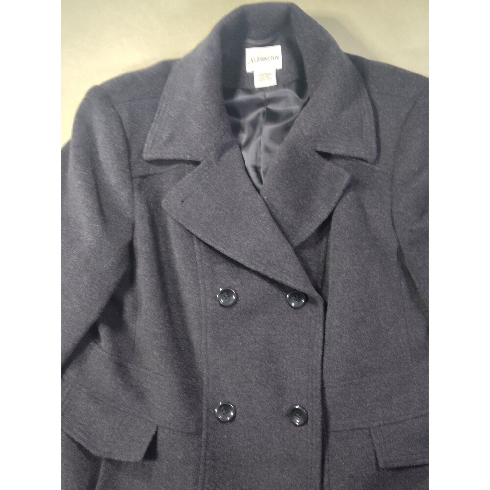 XLarge Cashmere Wool Gray Peacoat Womens Classic Double Breasted Lined Luxury